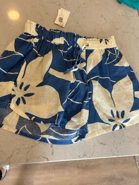 Z Supply Navy & Cream Floral Drawstring Shorts